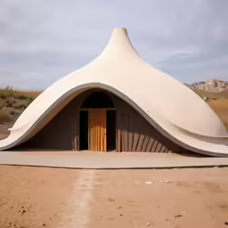 a white tent that is in the desert