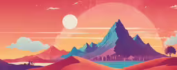 a colorful background is displayed with mountains,a couple of mountains that are next to each other