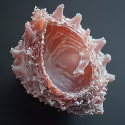 this is a coral shell with some drops of water