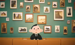 the puppet depicts a man in a suit behind a box