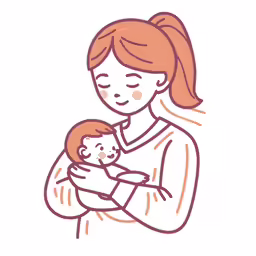 an orange - haired woman breasting a child