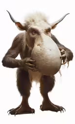 a yetic creature holding something on its right arm