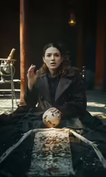 a woman sitting on the floor with a soccer ball