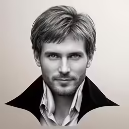 a man in a jacket looks up from behind