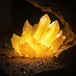 the light is shining on a rock formation