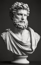 the marble head and shoulders of a statue
