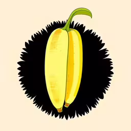 a picture of a yellow banana on a piece of black fur