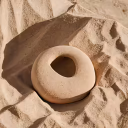 a small stone circle lying on a sandy area
