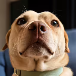 this is a dog with its mouth open, wearing a collar