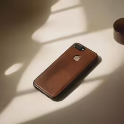 the back view of an iphone case with a coffee cup beside it