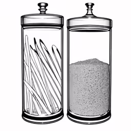 two glass jars containing a variety of items