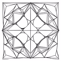 an abstract drawing in the shape of two squares,a stylized square with shapes inside it
