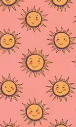 this is a picture of many sun designs on a pink background