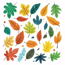 a group of leaves on white paper with text on it