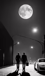 two men in suits walking down the street