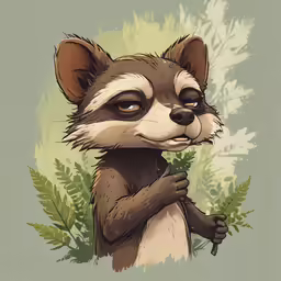 an animal in the foreground with leaves around it