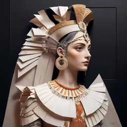 there is a paper sculpture made of female human head