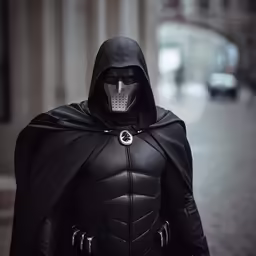 a person dressed as batman standing in the street