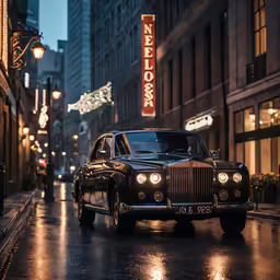 a car parked in the middle of a city street