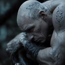 the creature has many small bumps around his neck