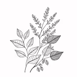 black and white drawing of some leaves