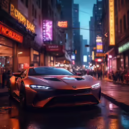 a very nice looking car in the middle of the street