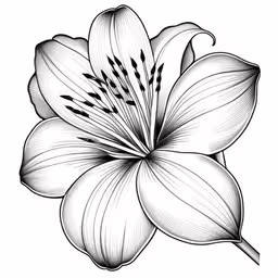 a flower with a very detailed stem that matches it in the background,a flower with stamens on a white background