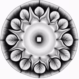 a circular drawing with trees and a number