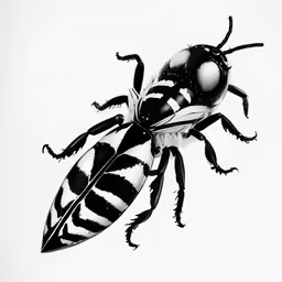 a beetle is seen in a black and white photo