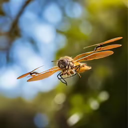 the large flys are taking flight from the tree