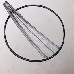 a drawing of a circular frame with four thin pins on it