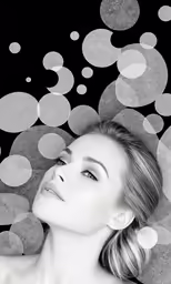 woman lying on a background that looks like bubbles