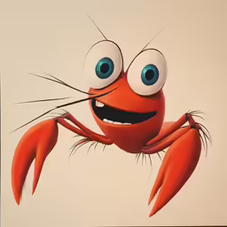 a cartoon style illustration of an orange crab