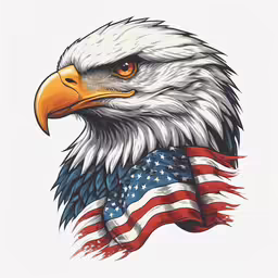 an eagle holding the american flag
