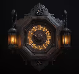 a close up of a clock with lights attached to it