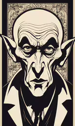 the character dracula from dracula, depicted in an old poster,a drawing of a man with a beard and a suit