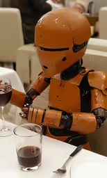 an image of a robot holding a glass of wine
