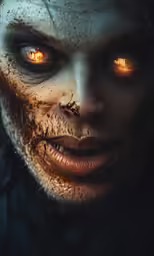 a woman is shown with white paint all over her face