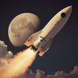 a white space shuttle is releasing something orange