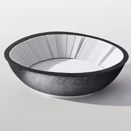 black and white photograph of an oval bowl