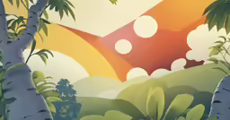 there are three green trees and one yellow is on the right