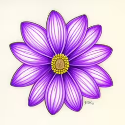 a drawing of a purple flower on a white surface,purple flowers that are on a white wall