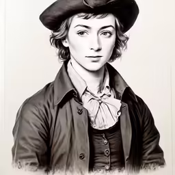 a young girl in a black top and a big hat