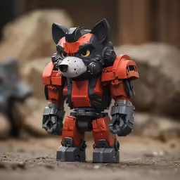 an orange robot dog made out of lego parts