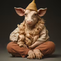 a goat with a weird outfit on it