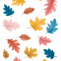 a collection of colorful leaves on a white background