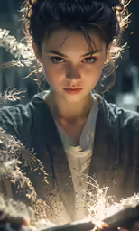 the young girl is holding the sparkler in her hands