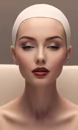 the woman is wearing a white head scarf