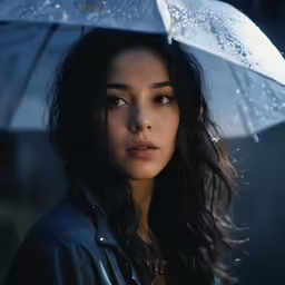 a woman holding an umbrella under an umbrella