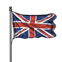 a flag flying on a pole, with the british flag